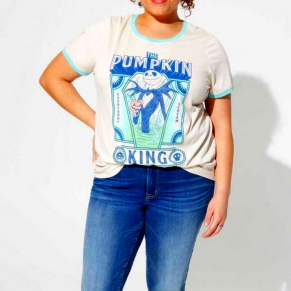 ❤️NWT VINTAGE TORRID NIGHTMARE BEFORE CHRISTMAS PUMPKIN KING HALLOWEEN TEE PLUS - Picture 8 of 10